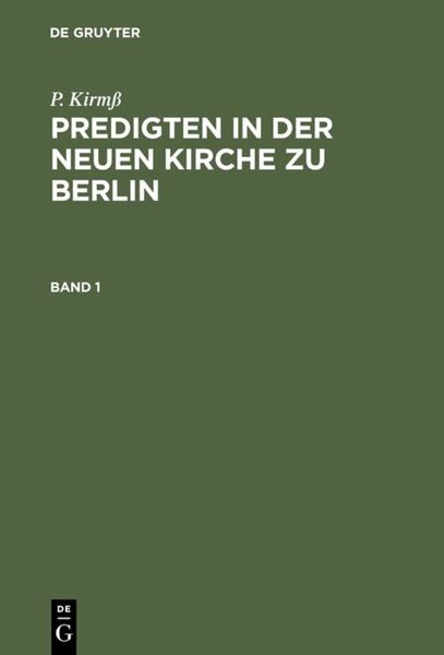 Produktbild: Predigten in der Neuen Kirche zu Berlin. Band 1