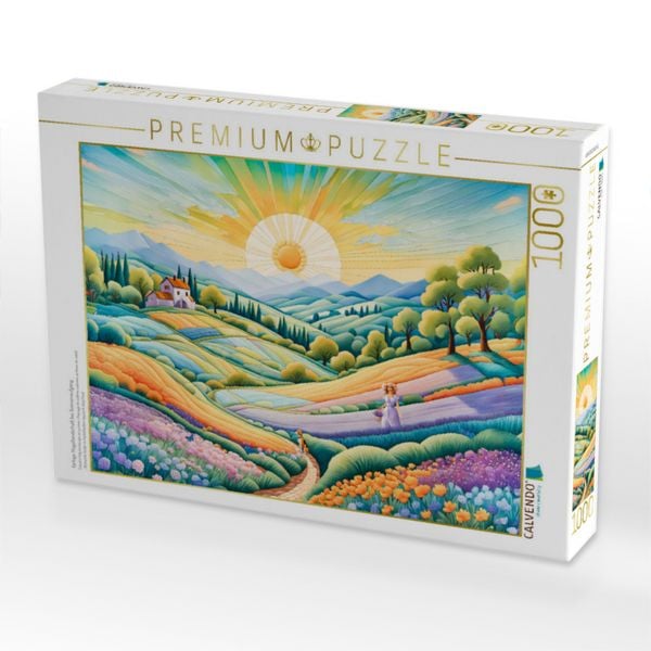 Produktbild: CALVENDO Puzzle Farbige H&uuml;gellandschaft bei Sonnenaufgang | 1000 Teile Lege-Gr&ouml;&szlig;e 64x48cm Foto-Puzzle f&uuml;r gl&uuml;ckliche Stunden