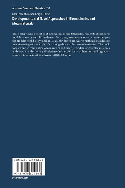 Produktbild: Developments and Novel Approaches in Biomechanics and Metamaterials