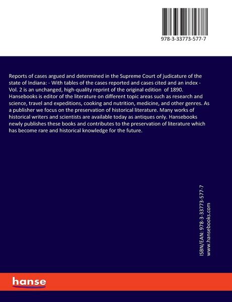 Produktbild: Reports of cases argued and determined in the Supreme Court of judicature of the state of Indiana: