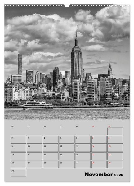 Produktbild: NEW YORK CITY Monochrome Stadtansichten (Wandkalender 2026 DIN A2 hoch), CALVENDO Monatskalender