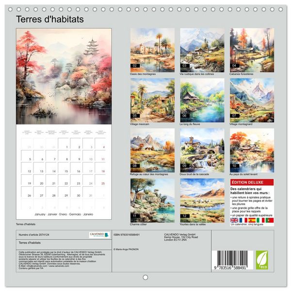 Produktbild: Terres d'habitats (Calendrier mural carr&eacute; 2026 30x30 cm) Calendrier double avec une page pour vos prises de notes
