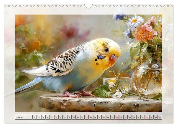 Produktbild: Wellensittiche. Fr&ouml;hliche Seelen auf der Terrasse (Wandkalender 2027 DIN A3 quer), CALVENDO Monatskalender