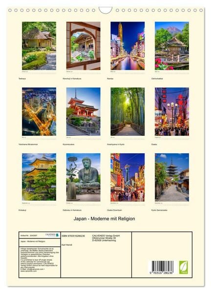 Produktbild: Japan - Moderne mit Religion (Wandkalender 2026 DIN A3 hoch), CALVENDO Monatskalender