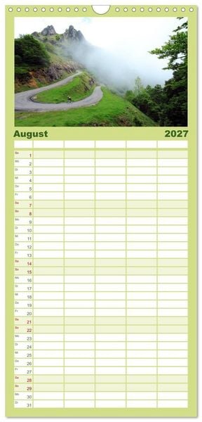 Produktbild: Familienplaner 2027 - Pyren&auml;enp&auml;sse mit dem Rennrad 2027 mit 5 Spalten (Wandkalender, 21 x 45 cm) CALVENDO