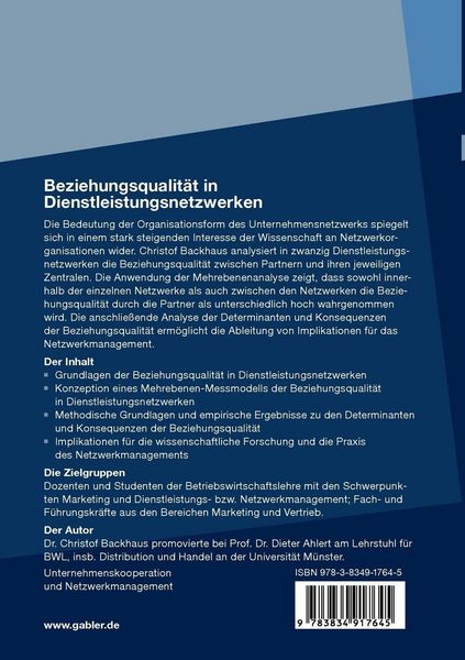 Produktbild: Beziehungsqualit&auml;t in Dienstleistungsnetzwerken