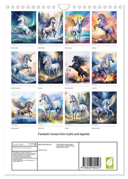 Produktbild: Fantastic horses from myths and legends (Wall Calendar 2026 DIN A4 portrait), CALVENDO 12 Month Wall Calendar