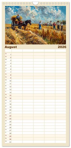 Produktbild: Familienplaner 2026 - Facetten des alten Landlebens mit 5 Spalten (Wandkalender, 21 x 45 cm) CALVENDO