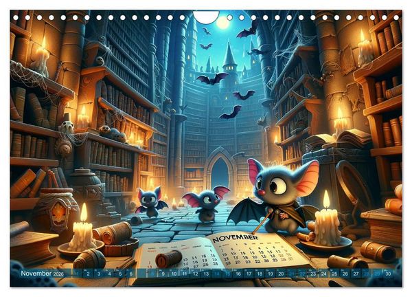 Produktbild: Fl&uuml;gel der Nacht: Abenteuer der kleinen Vampire (Wandkalender 2026 DIN A4 quer), CALVENDO Monatskalender