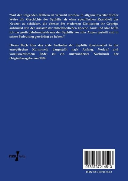 Produktbild: Das erste Auftreten der Syphilis (Lustseuche) in der europ&auml;ischen Kulturwelt