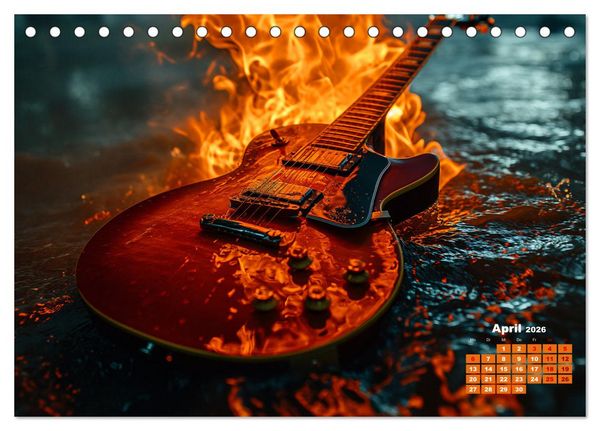 Produktbild: Sechs Saiten, Zw&ouml;lf Monate - Der Gitarrenkalender (Tischkalender 2026 DIN A5 quer), CALVENDO Monatskalender