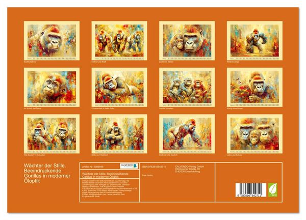 Produktbild: W&auml;chter der Stille. Beeindruckende Gorillas in moderner &Ouml;loptik (hochwertiger Premium Wandkalender 2026 DIN A2 quer), Kunstdruck in Hochglanz
