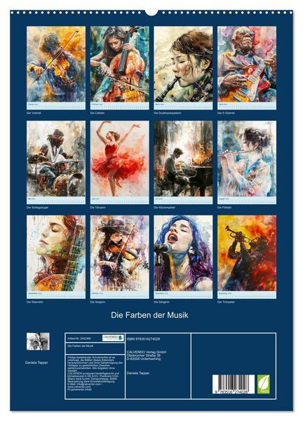 Produktbild: Die Farben der Musik (hochwertiger Premium Wandkalender 2026 DIN A2 hoch), Kunstdruck in Hochglanz