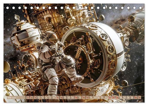 Produktbild: Steampunk im Weltall (Tischkalender 2026 DIN A5 quer), CALVENDO Monatskalender