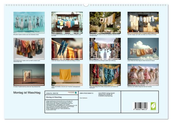 Produktbild: Montag ist Waschtag (hochwertiger Premium Wandkalender 2026 DIN A2 quer), Kunstdruck in Hochglanz