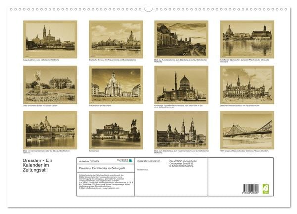 Produktbild: Dresden - Ein Kalender im Zeitungsstil (Wandkalender 2026 DIN A2 quer), CALVENDO Monatskalender