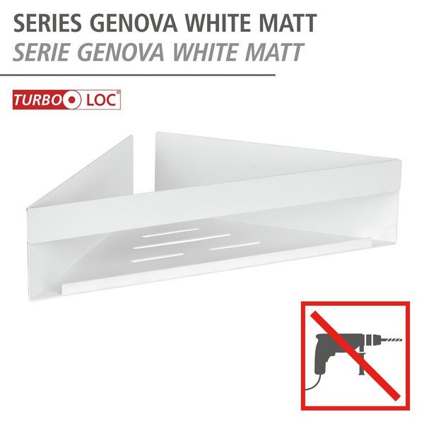 Produktbild: Turbo-Loc&reg; Eckablage Mod. Genova White matt, Befestigen ohne Bohren mit Spezial-Klebepad