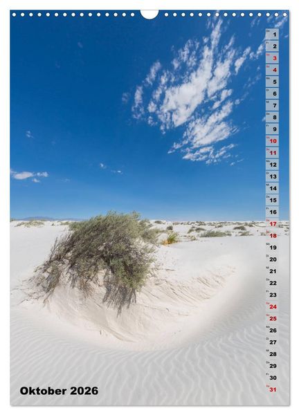 Produktbild: WHITE SANDS NATIONAL MONUMENT W&uuml;stenimpressionen (Wandkalender 2026 DIN A3 hoch), CALVENDO Monatskalender