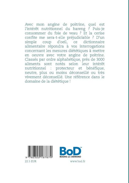 Produktbild: Dictionnaire alimentaire de l'angine de poitrine