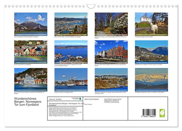 Produktbild: Wundersch&ouml;nes Bergen. Norwegens Tor zum Fjordland (Wandkalender 2026 DIN A3 quer), CALVENDO Monatskalender