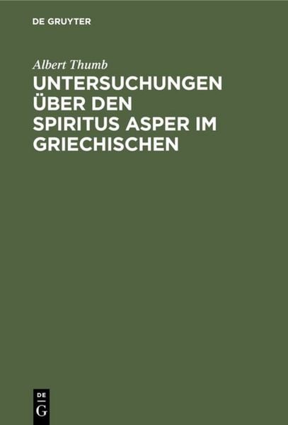 Produktbild: Untersuchungen &uuml;ber den Spiritus Asper im Griechischen