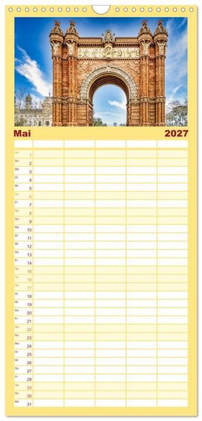 Produktbild: Familienplaner 2027 - Barcelona - Stadt der Kunstwerke und Architektur mit 5 Spalten (Wandkalender, 21 x 45 cm) CALVENDO