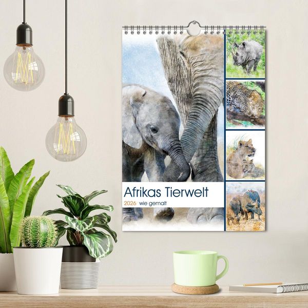 Produktbild: Afrikas Tierwelt - wie gemalt (Wandkalender 2026 DIN A4 hoch), CALVENDO Monatskalender