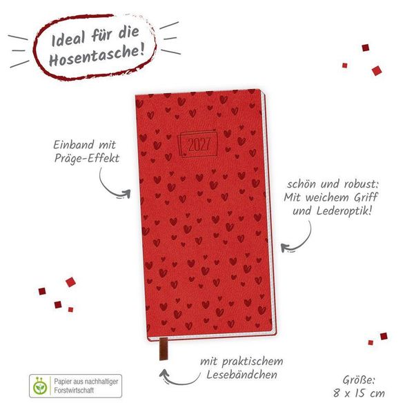 Produktbild: TR&Ouml;TSCH - Taschenterminer Soft Touch Herzchen 2027