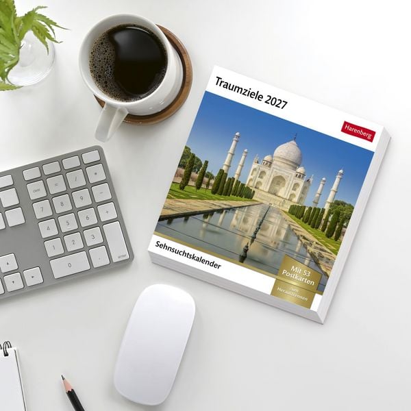 Produktbild: Traumziele Sehnsuchtskalender 2027 - Wochenkalender mit 53 Postkarten