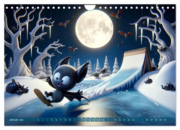 Produktbild: Fl&uuml;gel der Nacht: Abenteuer der kleinen Vampire (Wandkalender 2026 DIN A4 quer), CALVENDO Monatskalender