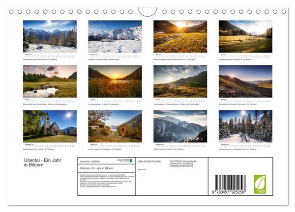 Produktbild: Ultental - Ein Jahr in Bildern (Wandkalender 2026 DIN A4 quer), CALVENDO Monatskalender