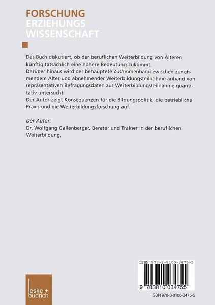 Produktbild: Weiterbildungsabstinenz &auml;lterer Besch&auml;ftigter in einer alternden Erwerbsbev&ouml;lkerung?