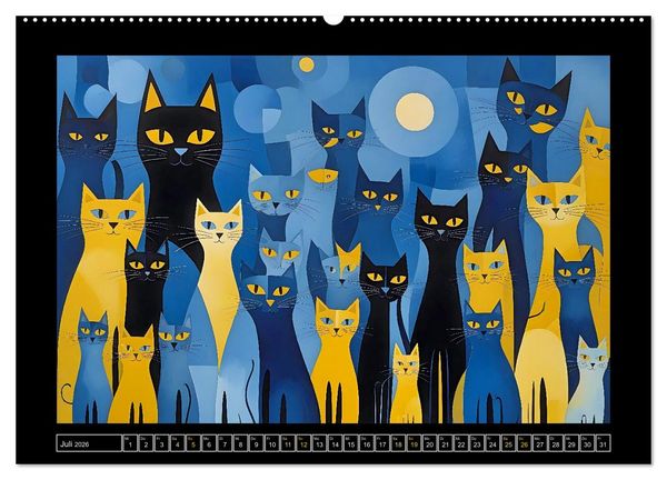Produktbild: Schnurrendes Katzenget&uuml;mmel (hochwertiger Premium Wandkalender 2026 DIN A2 quer), Kunstdruck in Hochglanz