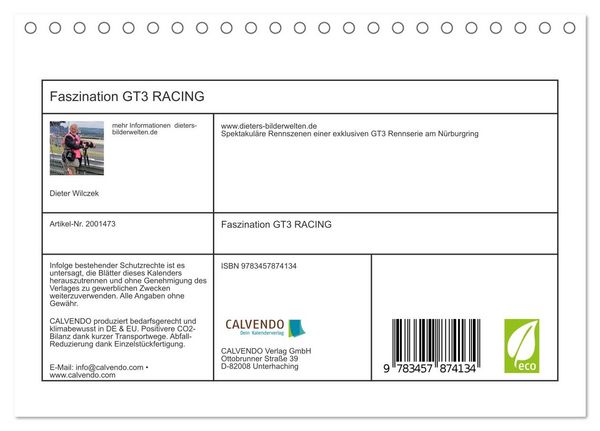 Produktbild: Faszination GT3 RACING (Tischkalender 2026 DIN A5 quer), CALVENDO Monatskalender