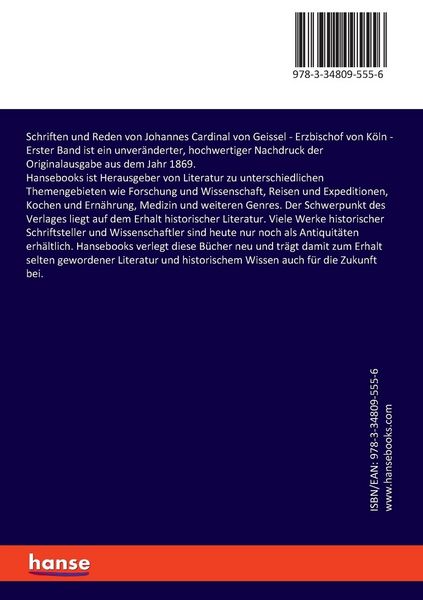 Produktbild: Schriften und Reden von Johannes Cardinal von Geissel