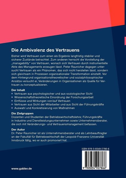 Produktbild: Die Ambivalenz des Vertrauens
