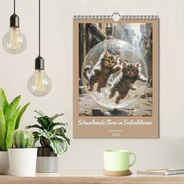 Produktbild: Schwebende Tiere in Seifenblasen - Humorbilder (Wandkalender 2026 DIN A4 hoch), CALVENDO Monatskalender