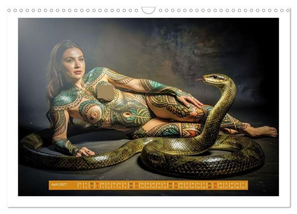 Produktbild: Body Painting mit Schlange (Wandkalender 2027 DIN A3 quer), CALVENDO Monatskalender