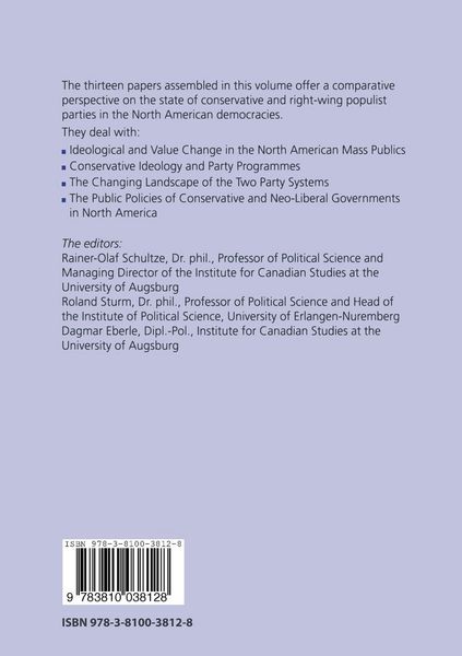 Produktbild: Conservative Parties and Right-Wing Politics in North America