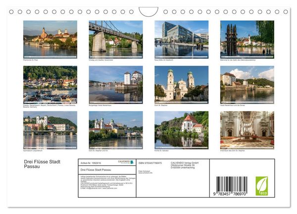 Produktbild: Drei Fl&uuml;sse Stadt Passau (Wandkalender 2026 DIN A4 quer), CALVENDO Monatskalender