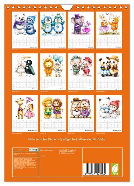 Produktbild: Mein tierischer Planer - Spa&szlig;iger Notiz-Kalender f&uuml;r Kinder (Wandkalender 2026 DIN A4 hoch), CALVENDO Monatskalender