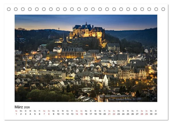 Produktbild: Marburg an der Lahn - ein Jahr in Bildern (Tischkalender 2026 DIN A5 quer), CALVENDO Monatskalender
