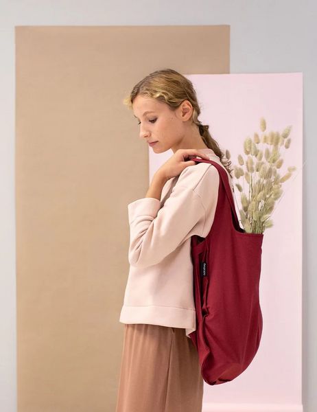 Produktbild: Notabag Original 2in1 Tasche & Rucksack - faltbare Einkaufstasche Backpack Bag - Wine Red