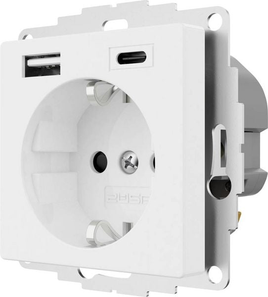 Produktbild: 2USB 2U-449511 1fach Schutzkontakt-Steckdose mit USB-Ladeausgang, erh&ouml;hter Ber&uuml;hrungsschutz, VDE IP20 Reinwei&szlig; (RAL 9010)