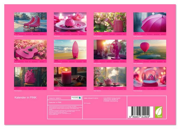 Produktbild: Kalender in PINK (Wandkalender 2026 DIN A4 quer), CALVENDO Monatskalender