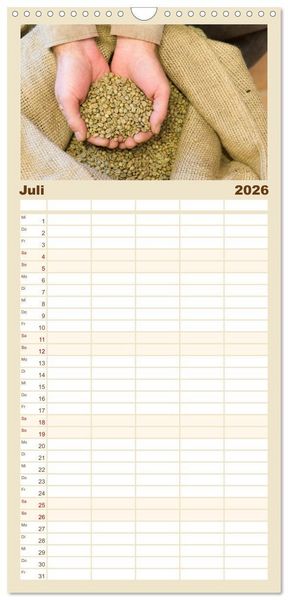 Produktbild: Familienplaner 2026 - Brot & Kaffee Impressionen 2026 mit 5 Spalten (Wandkalender, 21 x 45 cm) CALVENDO