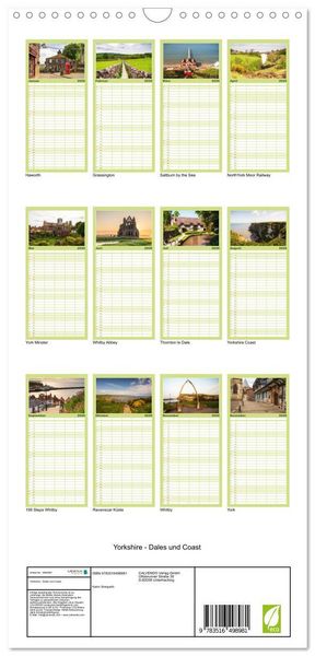 Produktbild: Familienplaner 2026 - Yorkshire - Dales und Coast mit 5 Spalten (Wandkalender, 21 x 45 cm) CALVENDO
