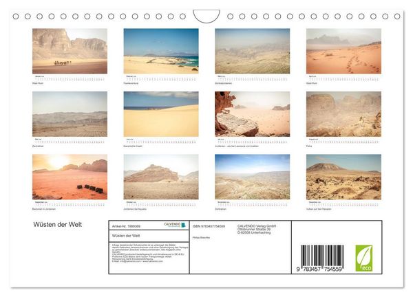 Produktbild: W&uuml;sten der Welt (Wandkalender 2026 DIN A4 quer), CALVENDO Monatskalender