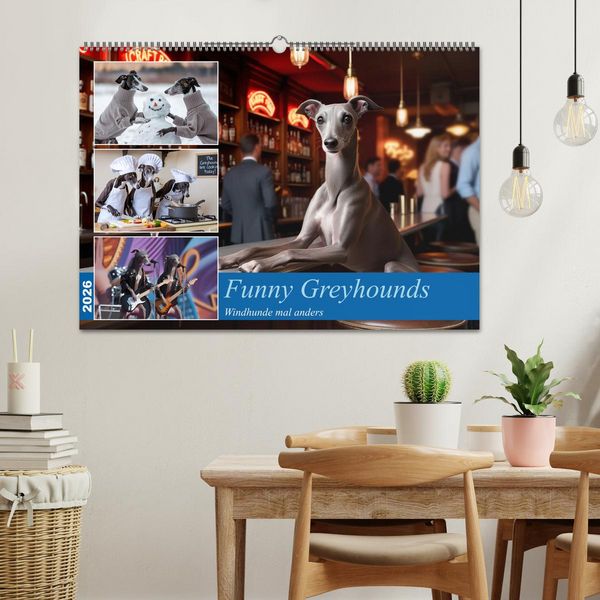 Produktbild: Funny Greyhounds - Windhunde mal anders (Wandkalender 2026 DIN A2 quer), CALVENDO Monatskalender