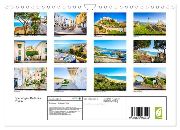 Produktbild: Sperlonga - Bellezza d'Italia (Wandkalender 2026 DIN A4 quer), CALVENDO Monatskalender